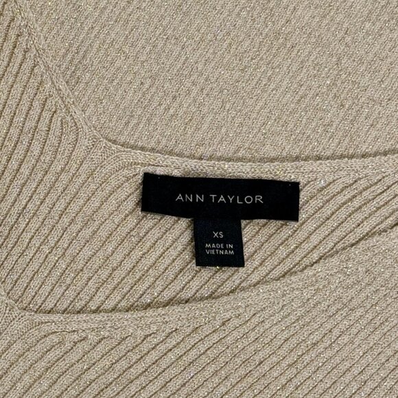 Ann Taylor Light Golden Metallic Sweater Top with Button Wrist Details - Picture 7 of 9